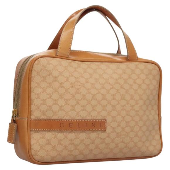 CELINE Macadam Canvas Hand Bag Pvc Leather Beige - Picture 1 of 13